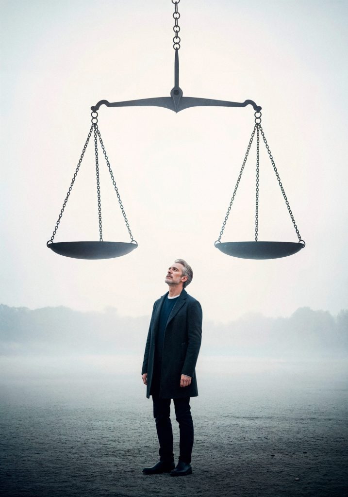 Representación visual del sesgo de aversión a la pérdida: una balanza donde el miedo pesa más que la ganancia – Psytel Psicólogos Especialistas